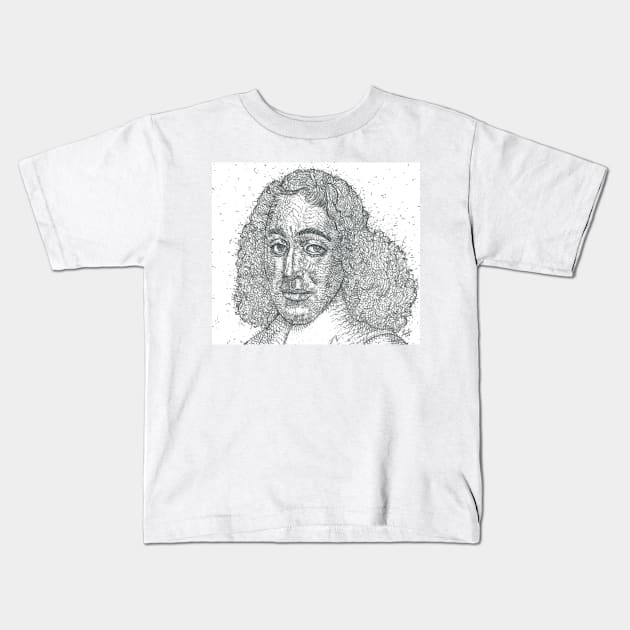 BARUCH SPINOZA - ink portrait Kids T-Shirt by lautir